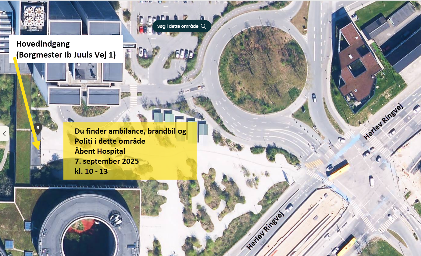 Ambulancen er placeret ved hospitalets hovedindgang, Borgmetser Ib Juuls Vej 1, 2730 Herlev til Åbent Hospital den 7. september 2025 kl. 10-13. Der tages forbehold for at ambulancen kan være nødt til at køre, såfremt der er brug fior den andetsteds. 